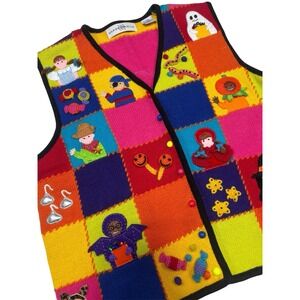 Marisa Christina Halloween Vest Sz M Wizard of Oz Embroidered Patchwork Vintage
